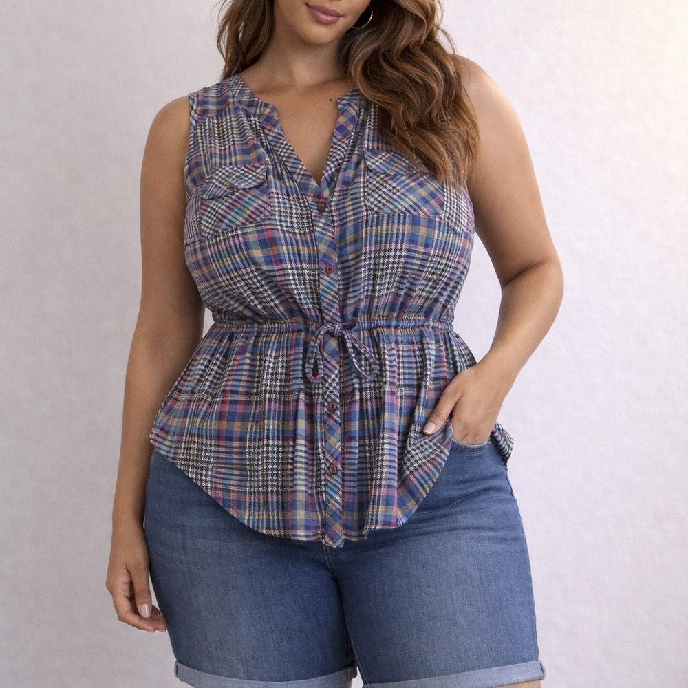 Torrid Multicolor Plaid Sleeveless Top